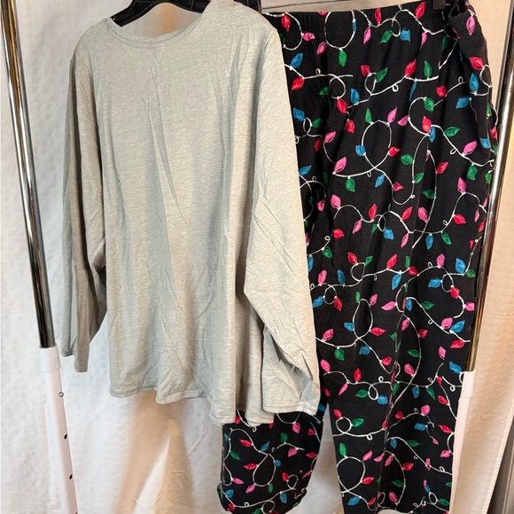 Cacique Women's Pajama Set - Gray and Black with Festive Lights - Picture 2 of 6